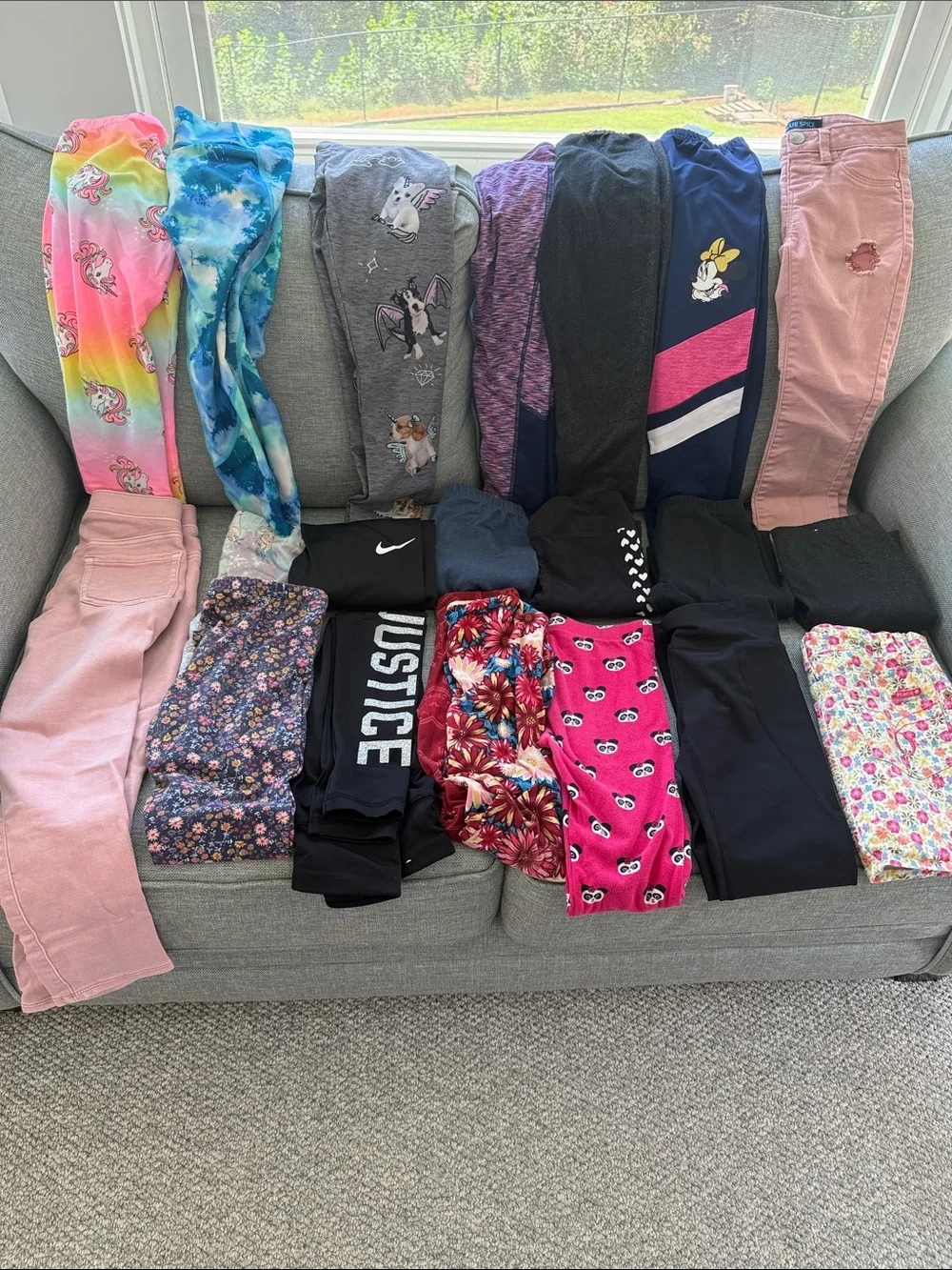 Girls Bundle- 21 pairs of Assorted Pink, Blue & Gray Mixed Leggings Pack